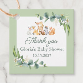Schattige groen Woodland Animals Baby shower Bedankjes Labels