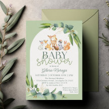 Schattige groen Woodland Animals Baby shower