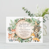 Schattige groen Woodland lange afstand Baby shower Kaart (Staand voorkant)