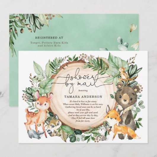 Schattige groen Woodland lange afstand Baby shower Kaart (Voorkant / Achterkant)