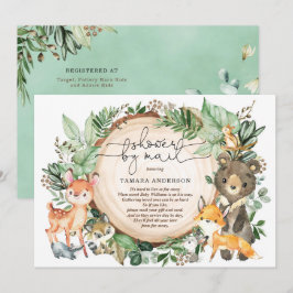 Schattige groen Woodland lange afstand Baby shower Kaart