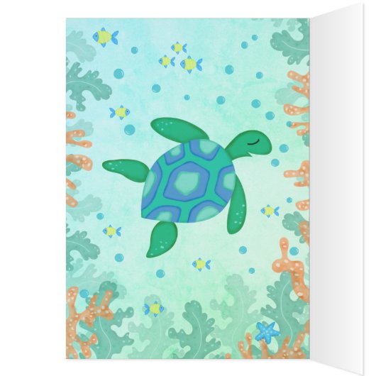 Schattige Groen Zee Schildpad Baby shower Dank u k (Binnen (Links))