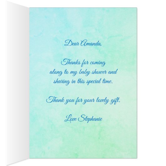 Schattige Groen Zee Schildpad Baby shower Dank u k (Binnen (Rechts))