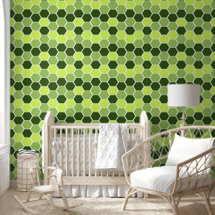 Schattige groen zeshoekig patroon behang