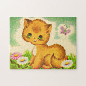 schattige groenbeige kitten legpuzzel (Horizontaal)