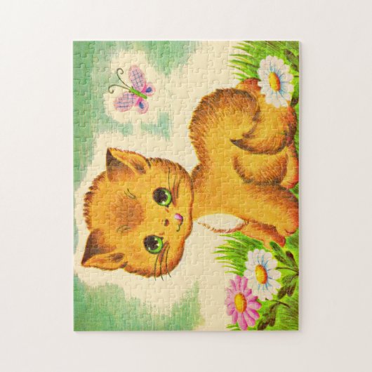 schattige groenbeige kitten legpuzzel (Verticaal)