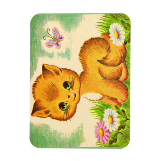 schattige groenbeige kitten magneet (Verticaal)