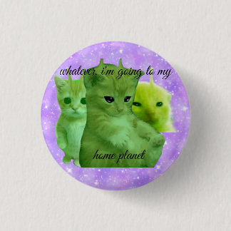 schattige groene alien kat meme knop speld ronde button 3,2 cm