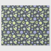 Schattige groene Aliens Space verzendt UFO-Kindere Cadeaupapier (Vlak)