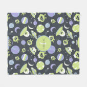 Schattige groene Aliens Space verzendt UFO-Kindere Fleece Deken (Voorkant (Horizontaal))