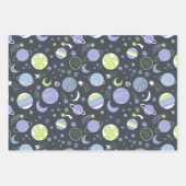 Schattige groene Aliens Space verzendt UFO-Kindere Inpakpapier Vel (Voorkant 3)