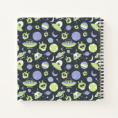 Schattige groene Aliens Space verzendt UFO-Kindere Notitieboek (Achterkant)