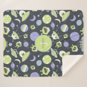 Schattige groene Aliens Space verzendt UFO-Kindere Sherpa Deken (Voorkant (horizontaal))