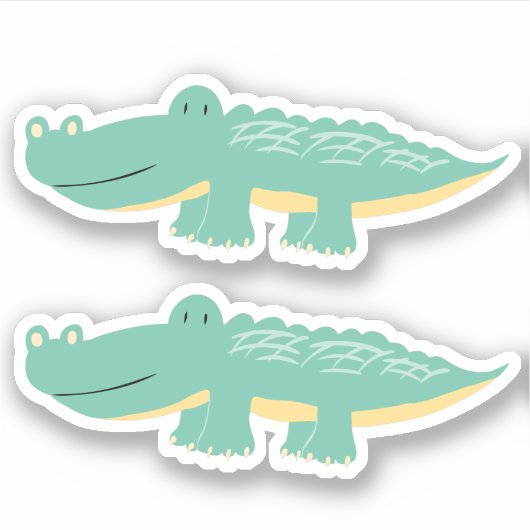 Schattige Groene Alligator Jongens Pret Dier Sticker (Voorkant)
