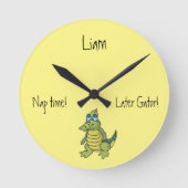 Schattige Groene Alligator Ronde Klok (Voorkant)