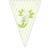Schattige groene Axolotl Boba Tea Kids Verjaardag Vlaggetjes (Eerste vlag)