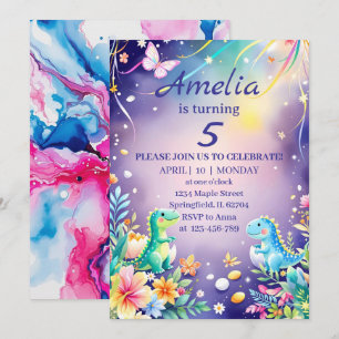 Schattige groene baby dinosaurus met blauwe thema kaart