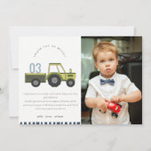 Schattige groene blauwe boerentrekkers Kinder foto Bedankkaart (Voorkant)