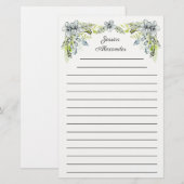  Schattige groene blauwe met de hand getekende blo Briefpapier (Voorkant / Achterkant)