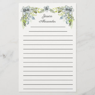 Schattige groene blauwe met de hand getekende blo Briefpapier