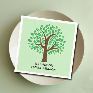Schattige groene boom aangepaste familiereünie-fee servet