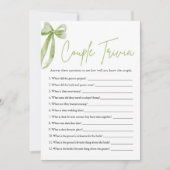 Schattige Groene Bow Couple Trivia Vrijgezellenfee Kaart (Voorkant)