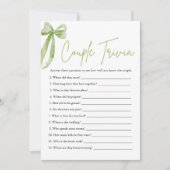Schattige Groene Bow Couple Trivia Vrijgezellenfee Kaart (Voorkant)