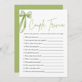Schattige Groene Bow Couple Trivia Vrijgezellenfee Kaart