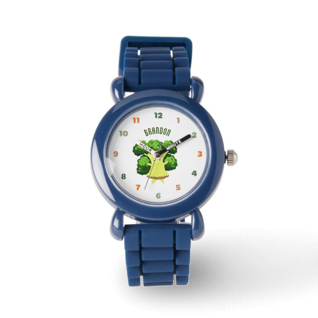 Schattige groene broccoli horloge (Voorkant)
