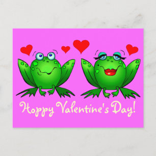 Schattige Groene Cartoon Kikkers Gelukkig Valentij Feestdagenkaart