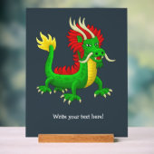 Schattige Groene Chinese Draak Acryl Bord (Neutraal)
