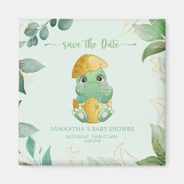 Schattige Groene Dinosaur Baby Shower   Magneet