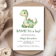 Schattige Groene Dinosaur Boy Baby Shower