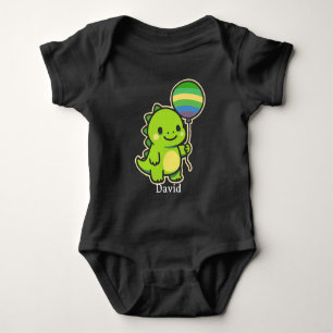 Schattige Groene Dinosaur met Ballon - Kinderen Romper