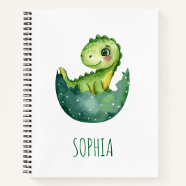 Schattige Groene Dinosaur Waterverf Kinderen Schoo Notitieboek