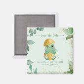 Schattige Groene Dinosaurus Jongens Baby Shower Magneet (Voorkant / Achterkant)