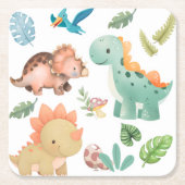 Schattige groene dinosaurus kartonnen onderzetters (Voorkant)