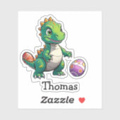 Schattige groene dinosaurus met Pasen eieren Sticker (Vel)