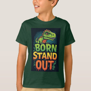 Schattige Groene Dinosaurus Met Vet Gedrukte Typog T-shirt