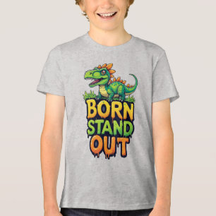 Schattige Groene Dinosaurus Met Vetgedrukte Typogr Tri-Blend Shirt
