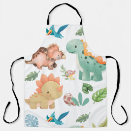 Schattige groene dinosaurus schort