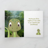 schattige groene dinosaurus verjaardagskaart kaart (Binnen)