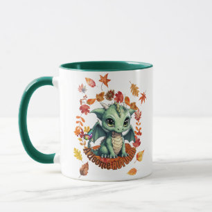 Schattige Groene Draak “Autisme Geweldige Herfst”  Mok