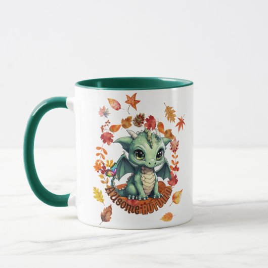 Schattige Groene Draak “Autisme Geweldige Herfst”  Mok (Links)