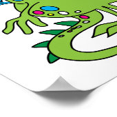 schattige groene draak monsterschepsel poster (Hoek)