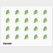 schattige groene draak monsterschepsel ronde sticker (Vel)