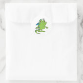 schattige groene draak monsterschepsel ronde sticker (Tas)