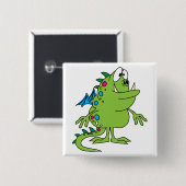 schattige groene draak monsterschepsel vierkante button 5,1 cm (Voorkant /achterkant)