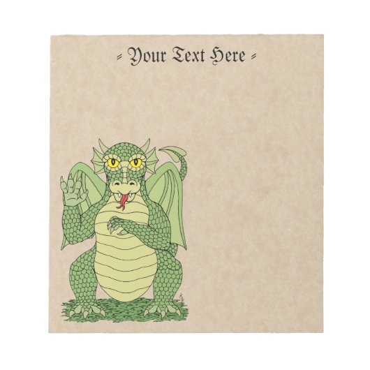 Schattige Groene Draak Notitieblok (Voorkant)