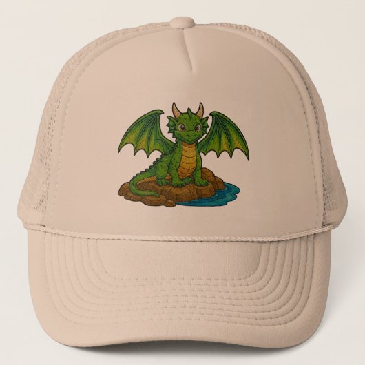 Schattige groene draak trucker pet (Voorkant)